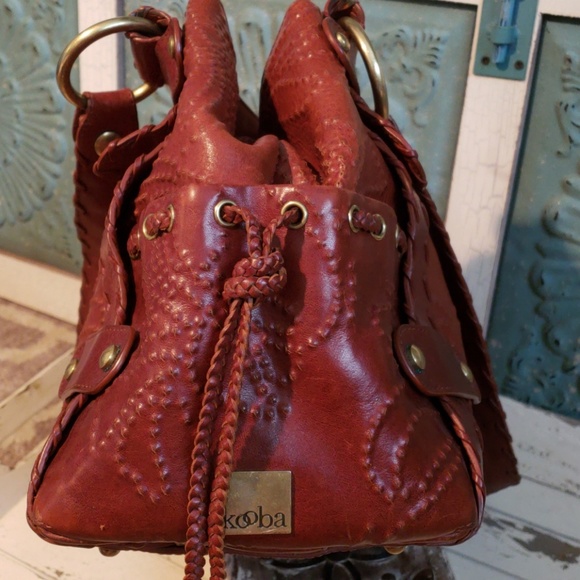 KOOBA BROWN FLORAL EMBOSSED LEATHER SHOULDER BAG - Picture 3 of 7